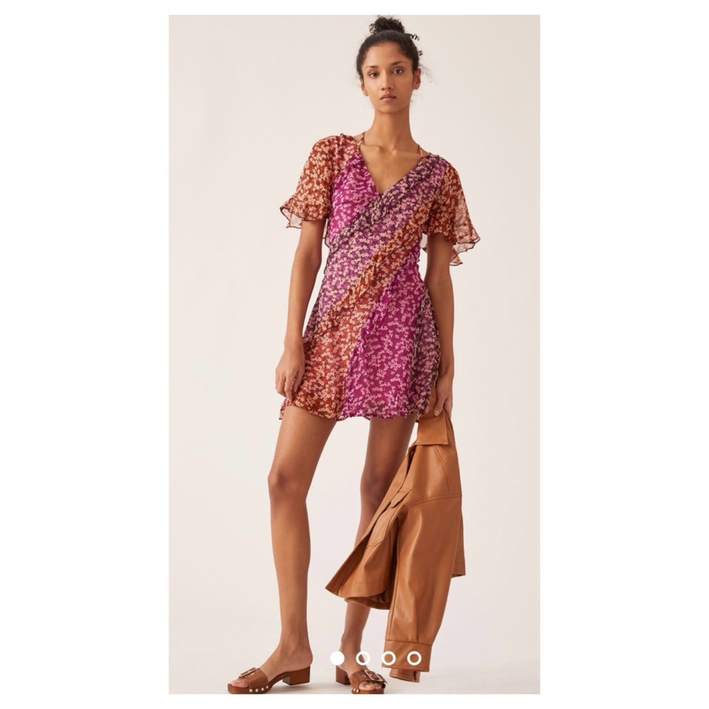 NWOT Anthropologie Soft Printed Ruffled Tiered Mini Dress  Size Small